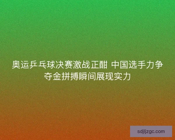 奥运乒乓球决赛激战正酣 中国选手力争夺金拼搏瞬间展现实力