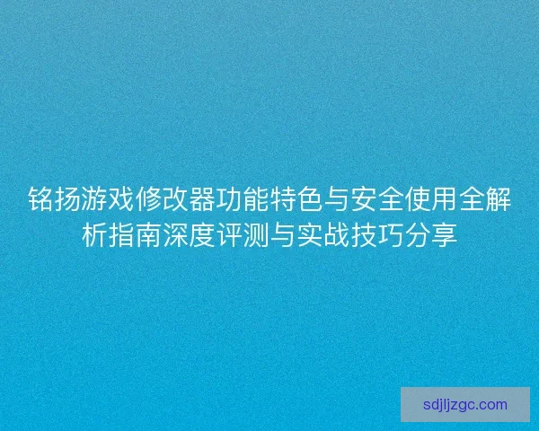 铭扬游戏修改器功能特色与安全使用全解析指南深度评测与实战技巧分享