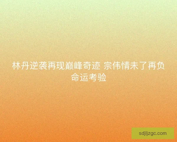 林丹逆袭再现巅峰奇迹 宗伟情未了再负命运考验