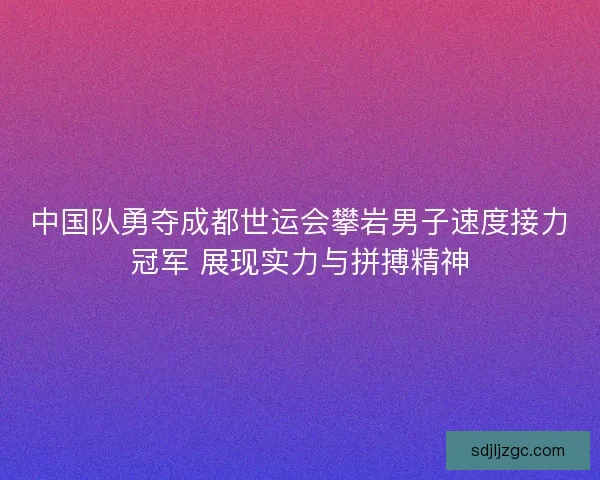 中国队勇夺成都世运会攀岩男子速度接力冠军 展现实力与拼搏精神